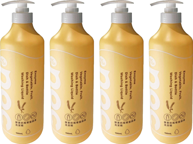 nac nac 酵素奶瓶餐盤蔬果洗潔精, 4個, 700ml