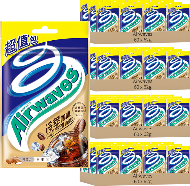 Airwaves 超涼無糖口香糖 冷萃咖啡口味, 62g, 240包