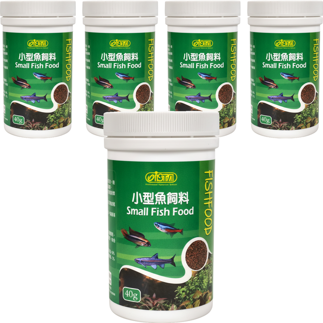 ISTA 伊士達 小型魚飼料 小型魚 觀賞魚 孔雀魚 微粒 粉狀, 5罐, 40g