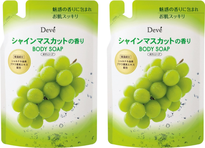 KUMANO 熊野油脂 DEVE 陽光玫瑰葡萄 香氛沐浴乳 補充包, 2個, 350ml