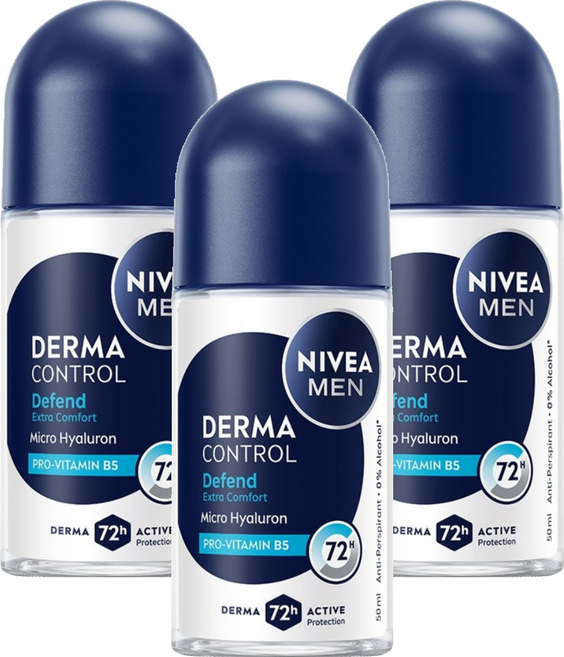 NIVEA 妮維雅 MEN 台灣公司貨 男士止汗乳液 玻尿酸肌能修復, 3個, 50ml