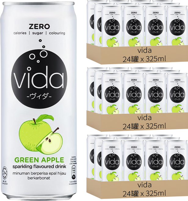 vida 氣泡飲 青蘋果味, 325ml, 72罐
