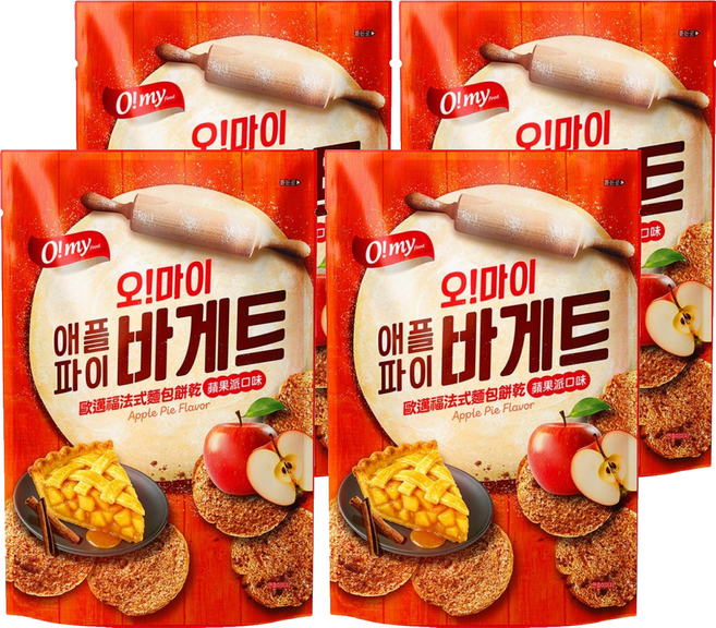 O my food 歐邁福 法式麵包餅乾 蘋果派口味, 80g, 4個