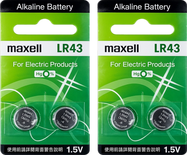 maxell 鈕扣電池 LR43, 2個, 2個裝