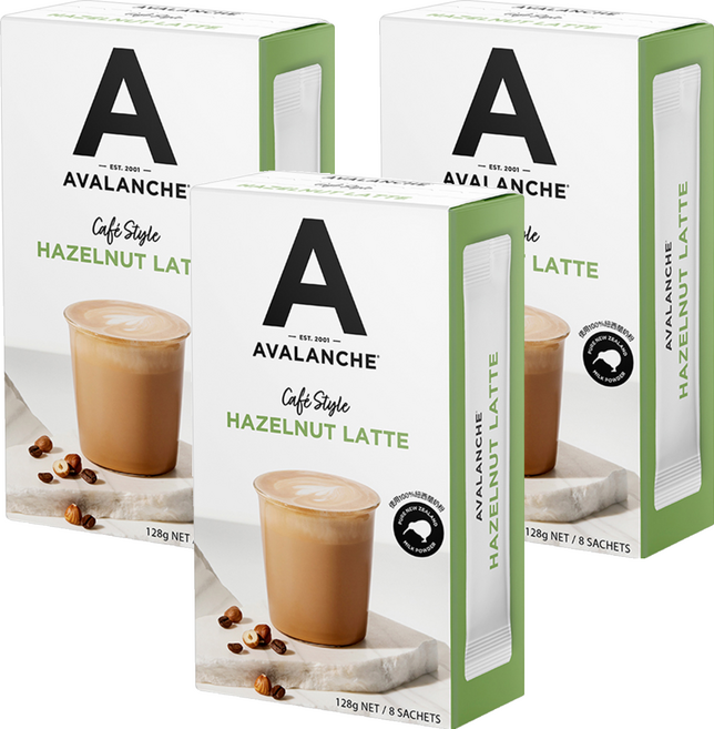 AVALANCHE 榛果風味拿鐵即溶咖啡, 16g, 3個, 8個裝