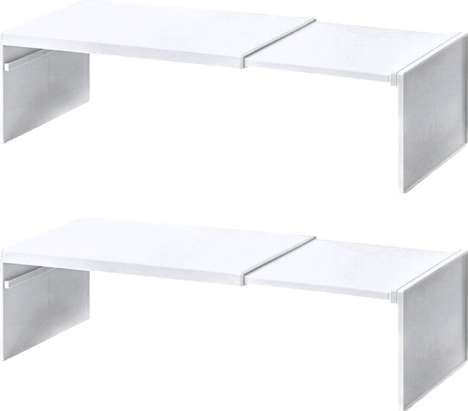 JOSIC 櫥櫃空間可伸縮分層置物收納架 28.5~54 x 20 x 12.5cm, 灰色, 2個