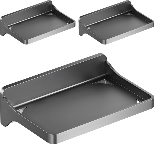 OMG 免打孔牆面置物架 30 x 20.2 x 9.5cm, 3個, 灰色