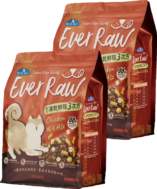 BLUE BAY 倍力 Ever Raw 凍乾鮮糧三次方 狗飼料, 搖滾鮮雞, 1.36kg, 2袋