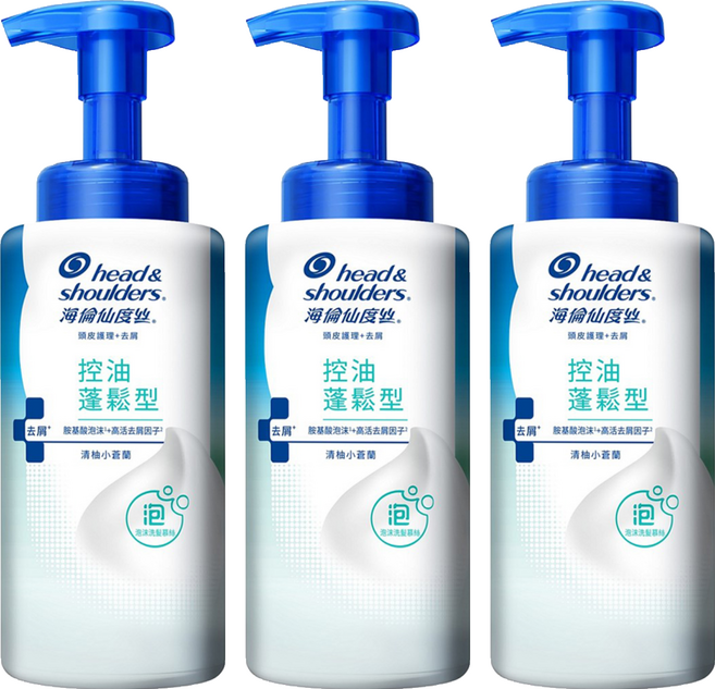 head&shoulders 海倫仙度絲 泡沫洗髮慕絲 控油蓬鬆型 清柚小蒼蘭, 360g, 3件