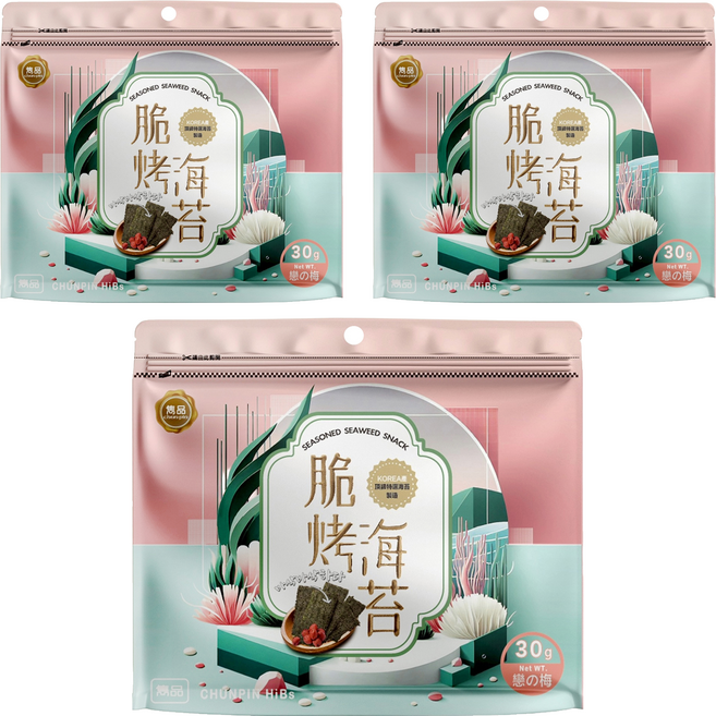 chun pin 雋品 脆烤梅子海苔, 30g, 3個