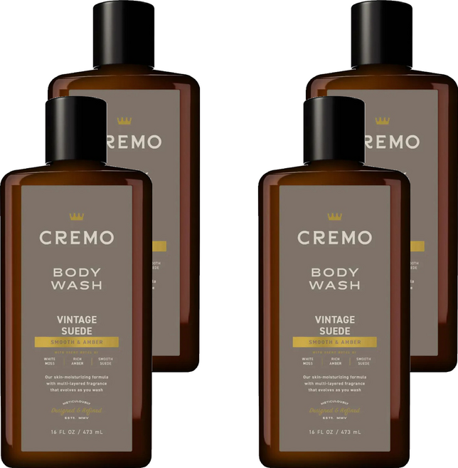 CREMO 香水沐浴露 皮革菸草 473ml 美國進口 奢華香氛沐浴體驗, 4瓶