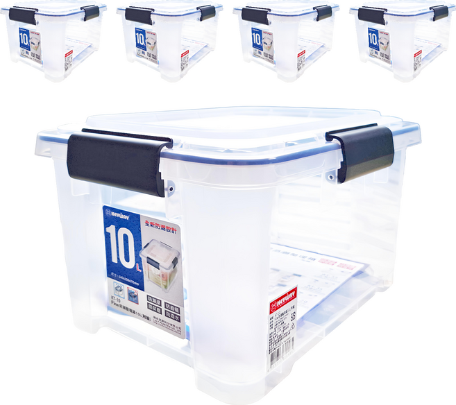 KEYWAY 聯府 Fine防潮整理箱 附輪 10L, 透明色, 5個