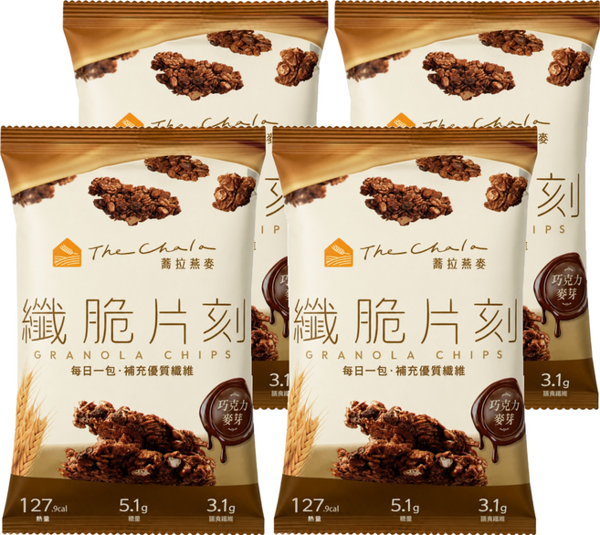 The Chala 蕎拉燕麥 纖脆片刻 燕麥餅乾 巧克力麥芽, 30g, 4個