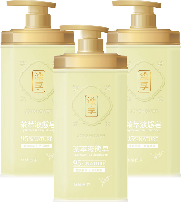 澡享 液態皂沐浴 絲絨白茶, 3個, 800ml