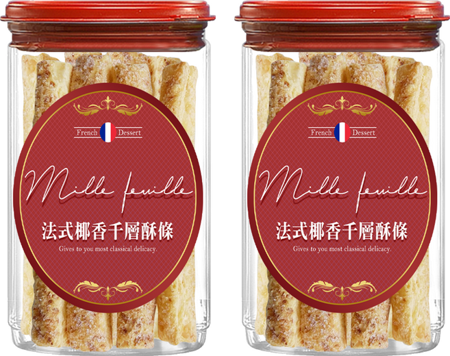 YIPINSIANG 億品鄉 法式椰香千層酥條 純素, 200g, 2個