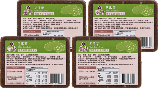 蔗會 冬瓜茶, 4個, 1個裝, 300g
