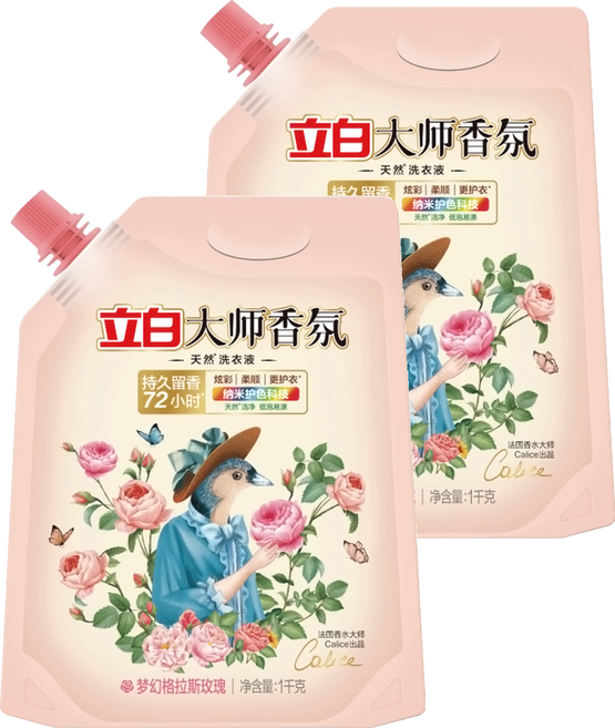 Liby 立白 大師香氛天然洗衣精補充包 格拉斯玫瑰, 1000g, 1袋, 2袋