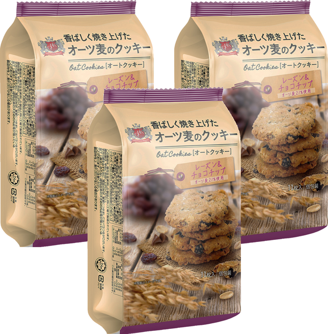 Global Premium Resources 葡萄乾&巧克力風味燕麥餅, 88g, 3個