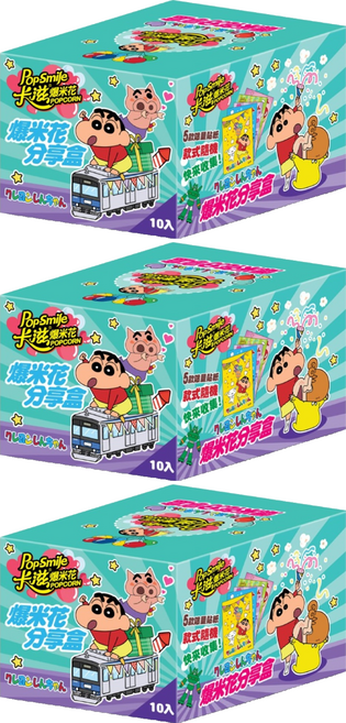 Pop-Smile 卡滋 爆米花分享盒 蠟筆小新聯名款 美式焦糖牛奶 10包 + 貼紙 款式隨機, 120g, 3個