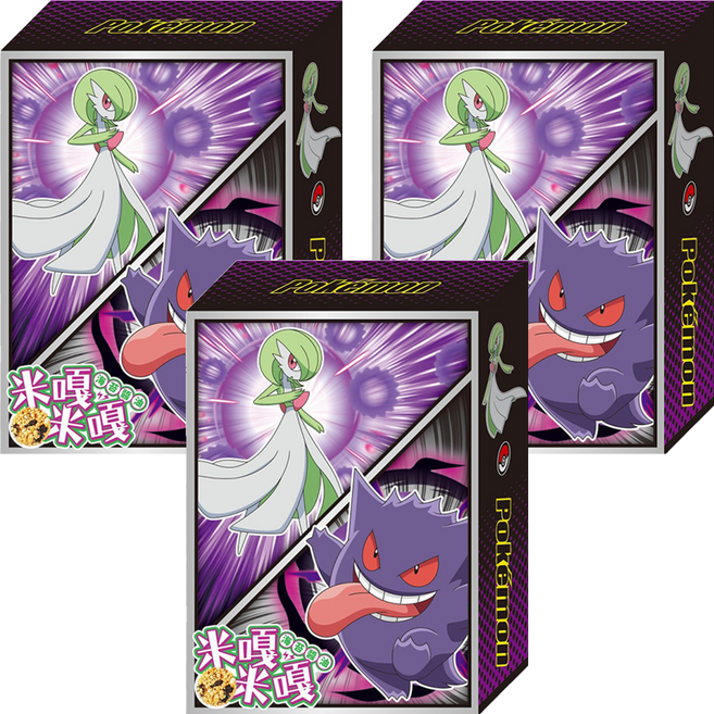 PoKeMoN 寶可夢 米嘎米嘎 海苔醬油 沙奈朵&耿鬼, 65g, 3個