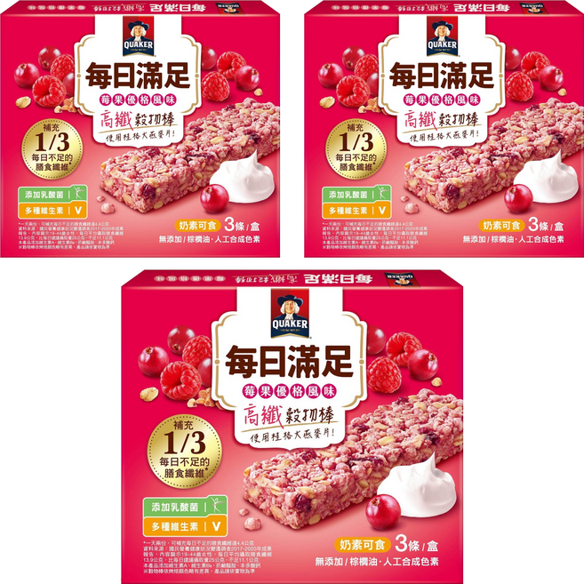 QUAKER 桂格 每日滿足穀物棒, 69g, 3盒
