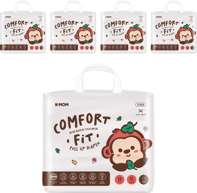 K-MOM COMFORT FIT 雲柔鎖水玩睡褲 褲型 12~17kg, 160片, 特大碼 (XL)