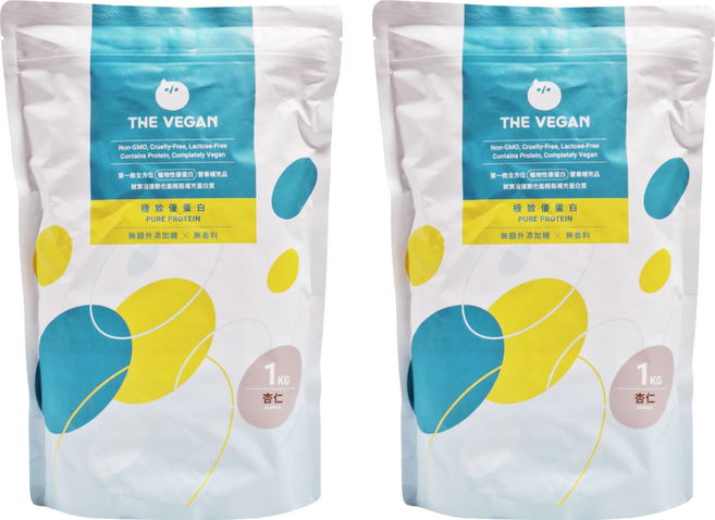 THE VEGAN 樂維根 極致植物優蛋白粉 無額外添加糖杏仁, 1kg, 2個