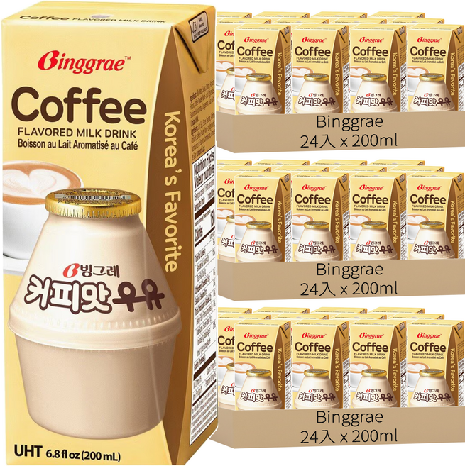 Binggrae Flavored Milk 咖啡牛奶, 200ml, 72入