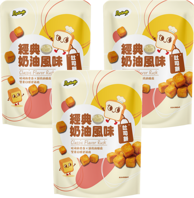 Pop-Smile 卡滋 吐司餅經典奶油風味, 35g, 3個