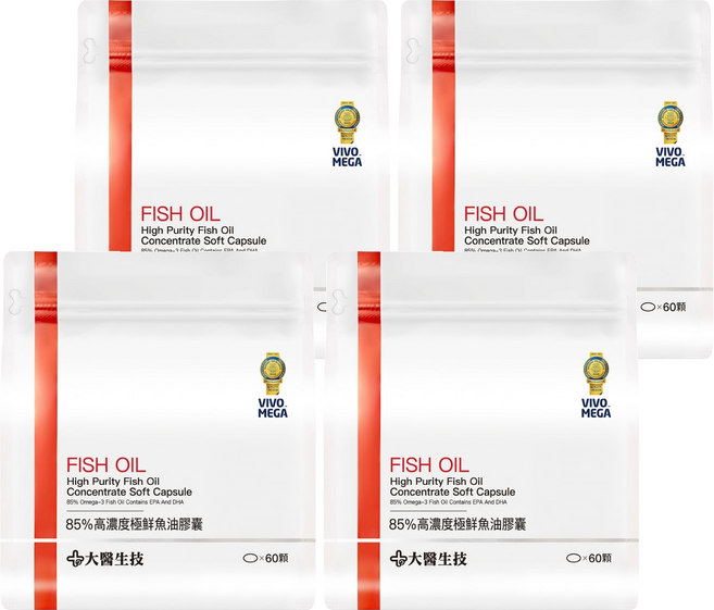 大醫生技 85%高濃度極鮮魚油膠囊, 60顆, 850mg, 4袋