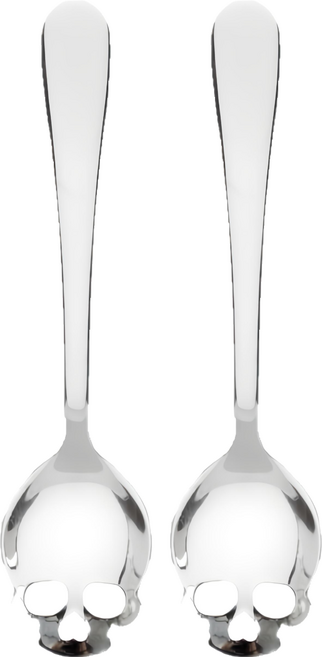 suck UK SILVER SUGAR SKULL SPOON 骷髏頭健康糖匙, 銀色, 2支, 糖匙
