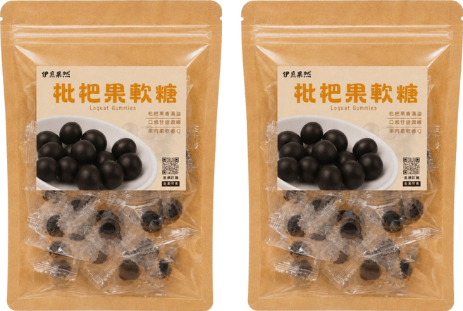 EBE PURE 伊貝果然 枇杷果軟糖, 100g, 2個