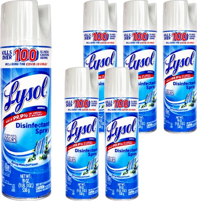 Lysol 來舒 消臭清新噴霧 春天瀑布, 19oz, 6瓶
