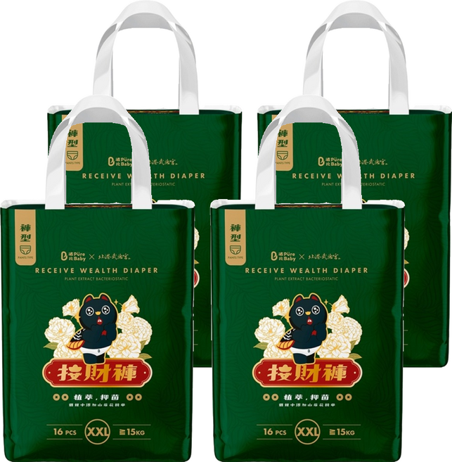 波比 PureBaby 植萃抑菌接財褲 褲型 15kg, 2XL, 64片