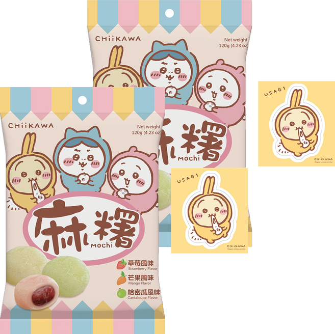 AMANDIER 雅蒙蒂 Chiikawa麻糬 水果款 附隨機貼紙 1張, 120g, 2個