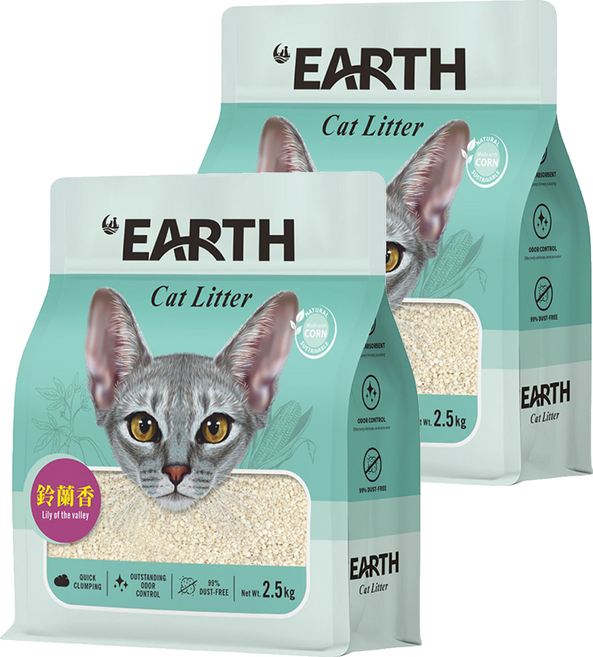 EARTH 大地 珍珠木薯貓砂, 2.5kg, 2包, 鈴蘭香