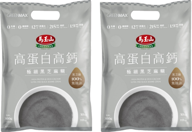 馬玉山 高蛋白高鈣極細黑芝麻糊 10包, 2袋, 300g