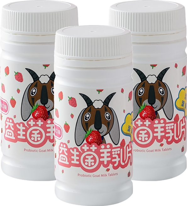 fengyuans 豐園羊 益生菌羊乳片 草莓口味, 80g, 3罐
