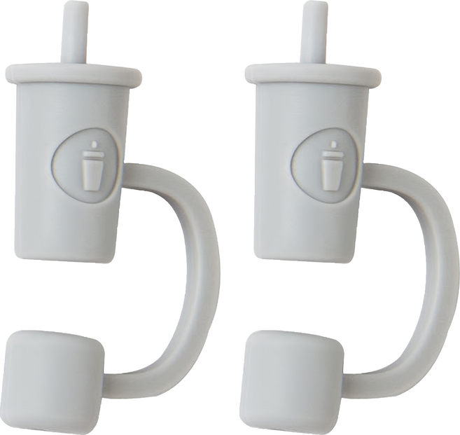 Oolab 良杯製所 Oolab杯款矽膠防塵 細 吸管蓋 淺灰色, 1個, 2個