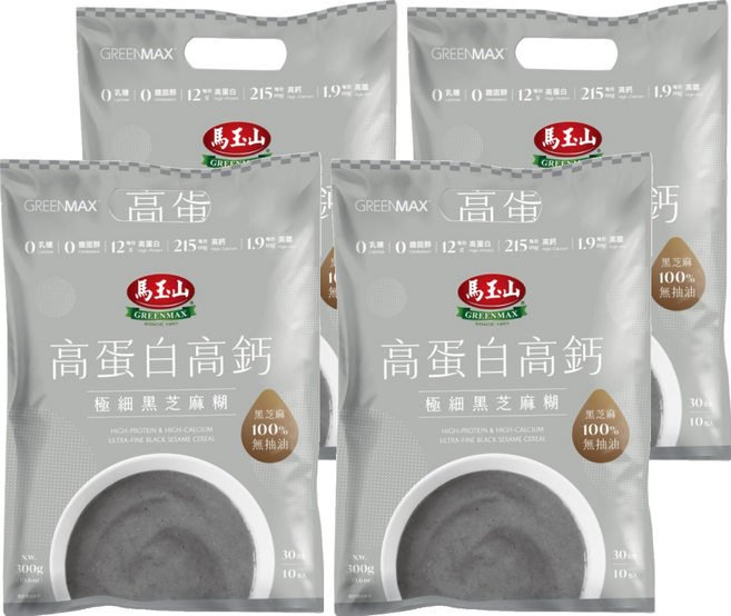 馬玉山 高蛋白高鈣極細黑芝麻糊 10包, 4袋, 300g