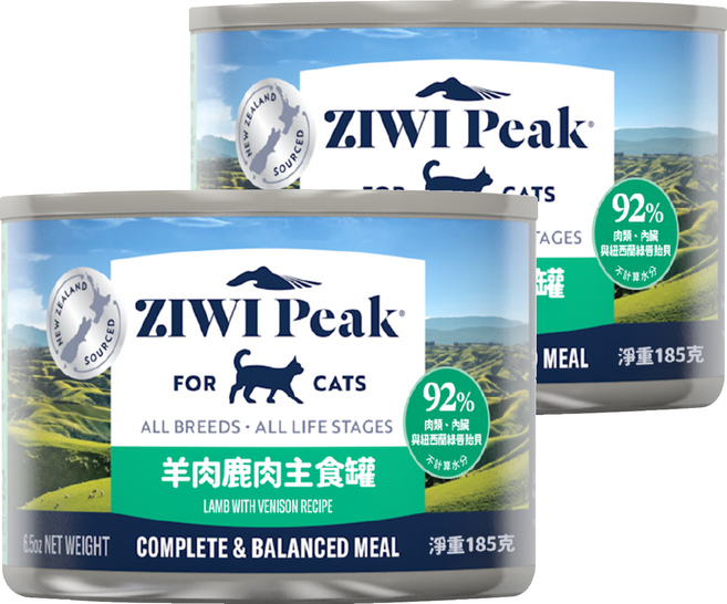 ZIWI Peak 滋益巔峰 經典主食罐系列 92%鮮肉貓罐, 185g, 2個, 羊肉 + 鹿肉