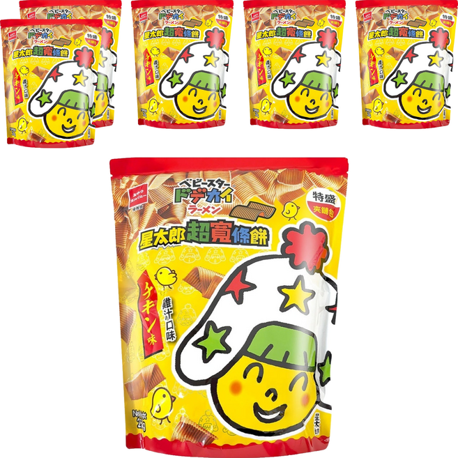 OYATSU 優雅食 BABY STAR 星太郎 超寬條餅 雞汁口味 特盛夾鏈包, 250g, 6包