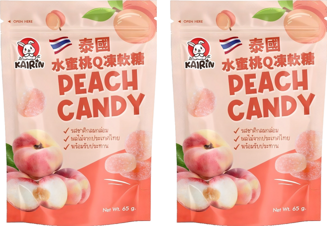 KAIRIN 水蜜桃軟糖, 2個, 65g