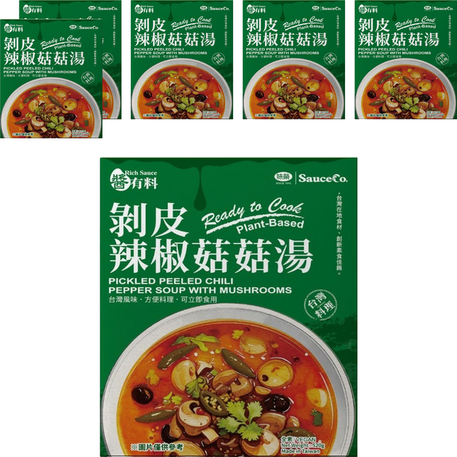 味榮 醬有料 剝皮辣椒菇菇湯, 520g, 6個