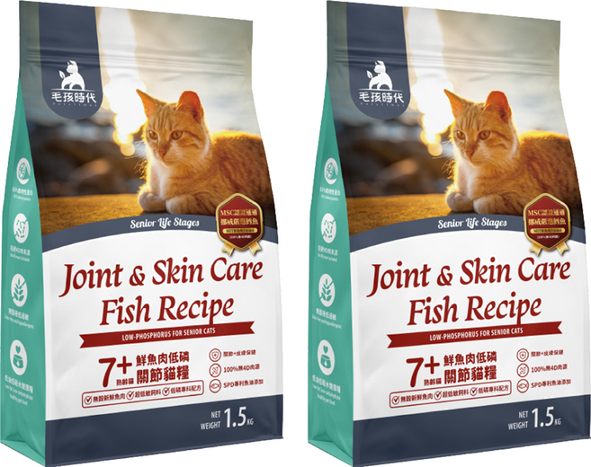 毛孩時代 低磷關節貓糧, 1.5kg, 魚肉, 2袋