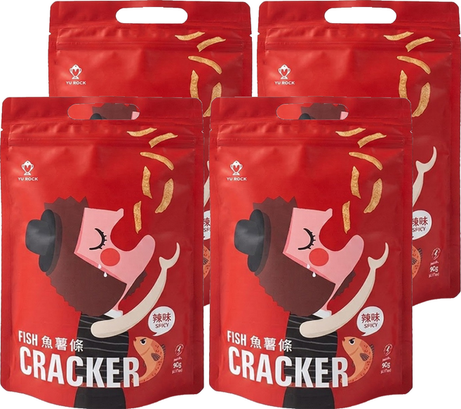 YU ROCK 魚薯條 辣味, 90g, 4個
