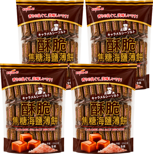 Chiao-E 巧益 焦糖海鹽酥脆薄餅, 270g, 4個
