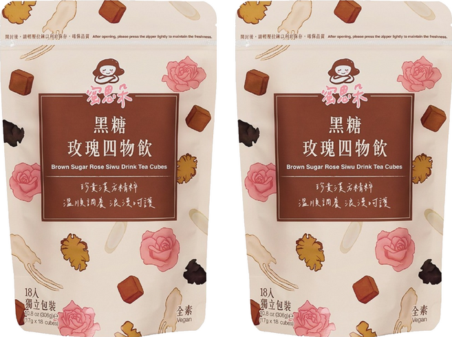蜜思朵 黑糖玫瑰四物飲, 17g, 18個, 2袋