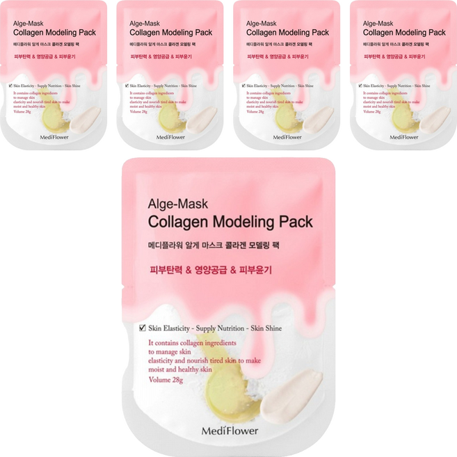 MediFlower 台灣公司貨 SPA海藻軟膜 粉色/膠原, 5組, 1入