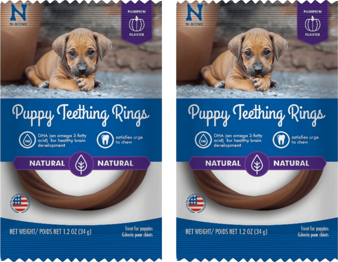 N-Bone PUPPY TEETHING RINGS 幼犬耐咀嚼潔牙圈, 34g, 2包, 南瓜
